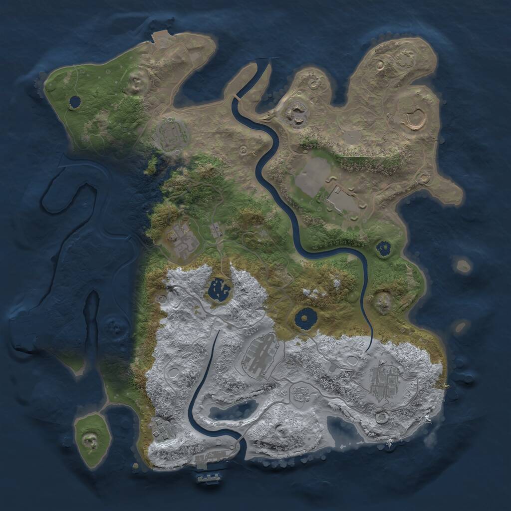 Rust Map: Procedural Map, Size: 3555, Seed: 9865, 15 Monuments