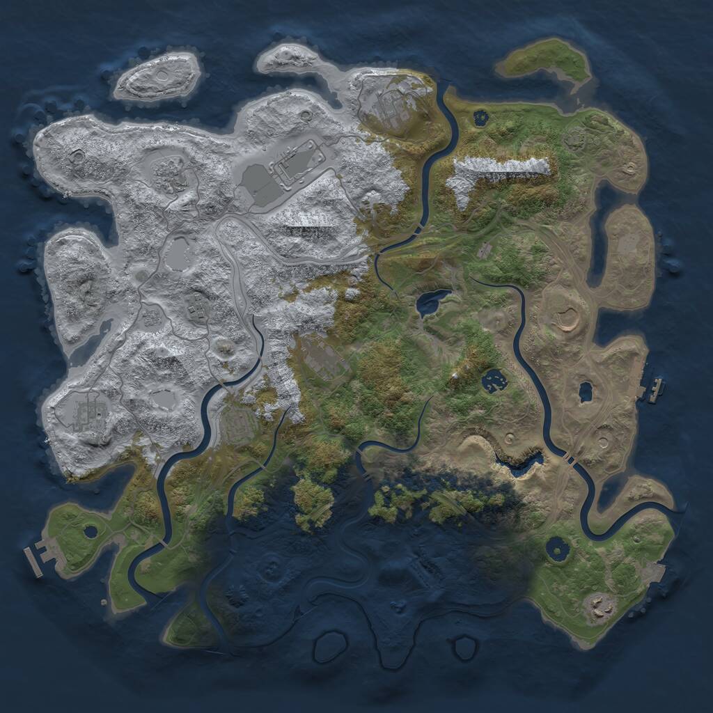 Rust Map: Procedural Map, Size: 4500, Seed: 905967503, 16 Monuments