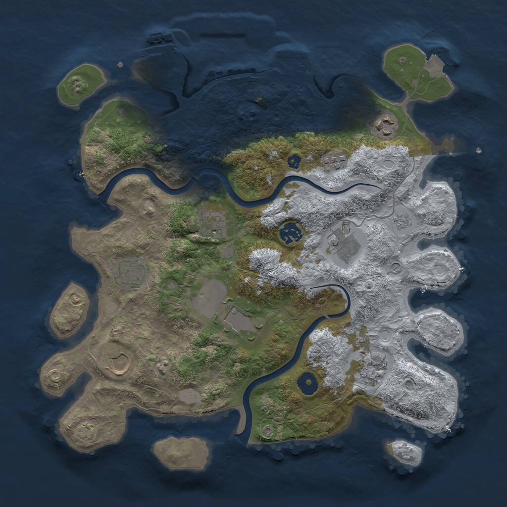 Rust Map: Procedural Map, Size: 3600, Seed: 461242863, 15 Monuments