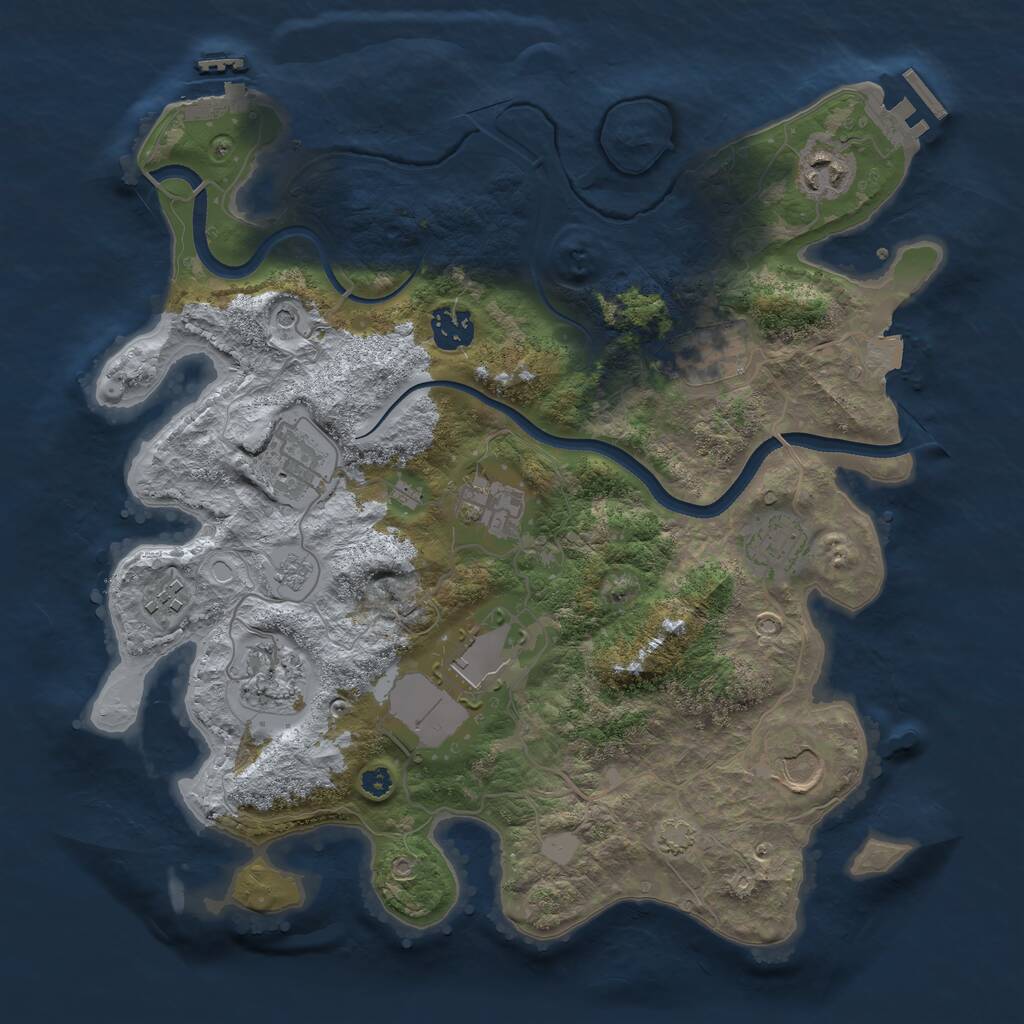 Rust Map: Procedural Map, Size: 3500, Seed: 636457519, 16 Monuments