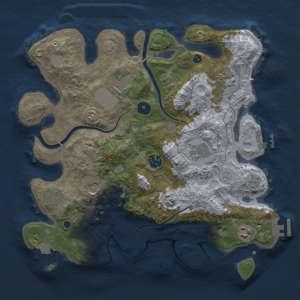 Rust Map: Procedural Map, Size: 3500, Seed: 70233, 14 Monuments