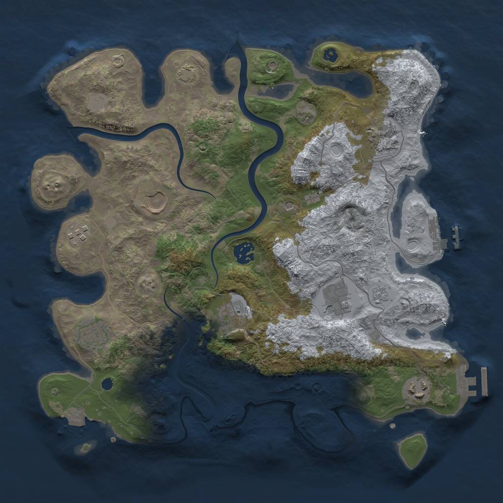 Rust Map: Procedural Map, Size: 3500, Seed: 70233, 14 Monuments