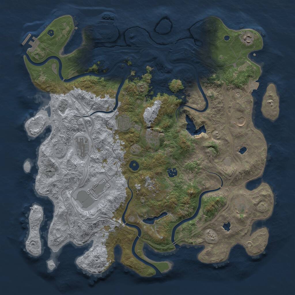 Rust Map: Procedural Map, Size: 4500, Seed: 530997750, 16 Monuments