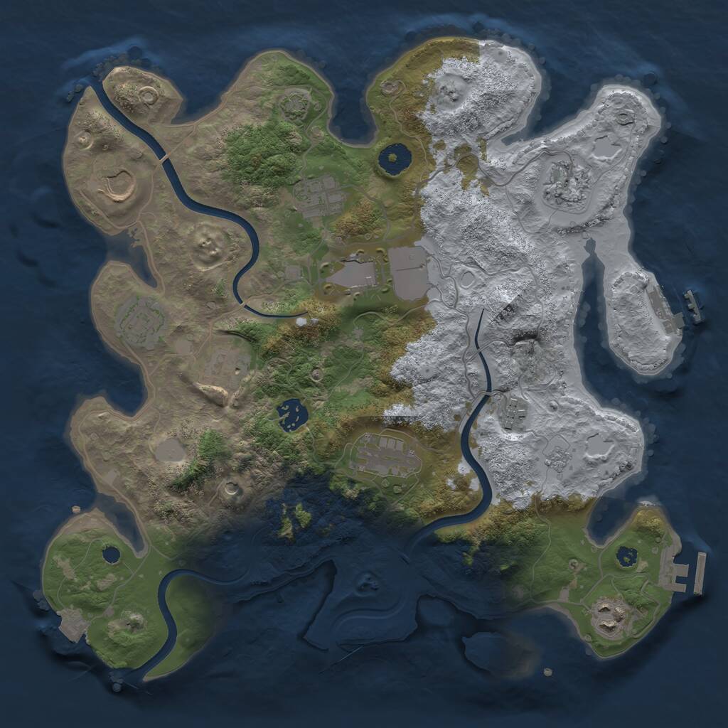 Rust Map: Procedural Map, Size: 3500, Seed: 1238716174, 16 Monuments
