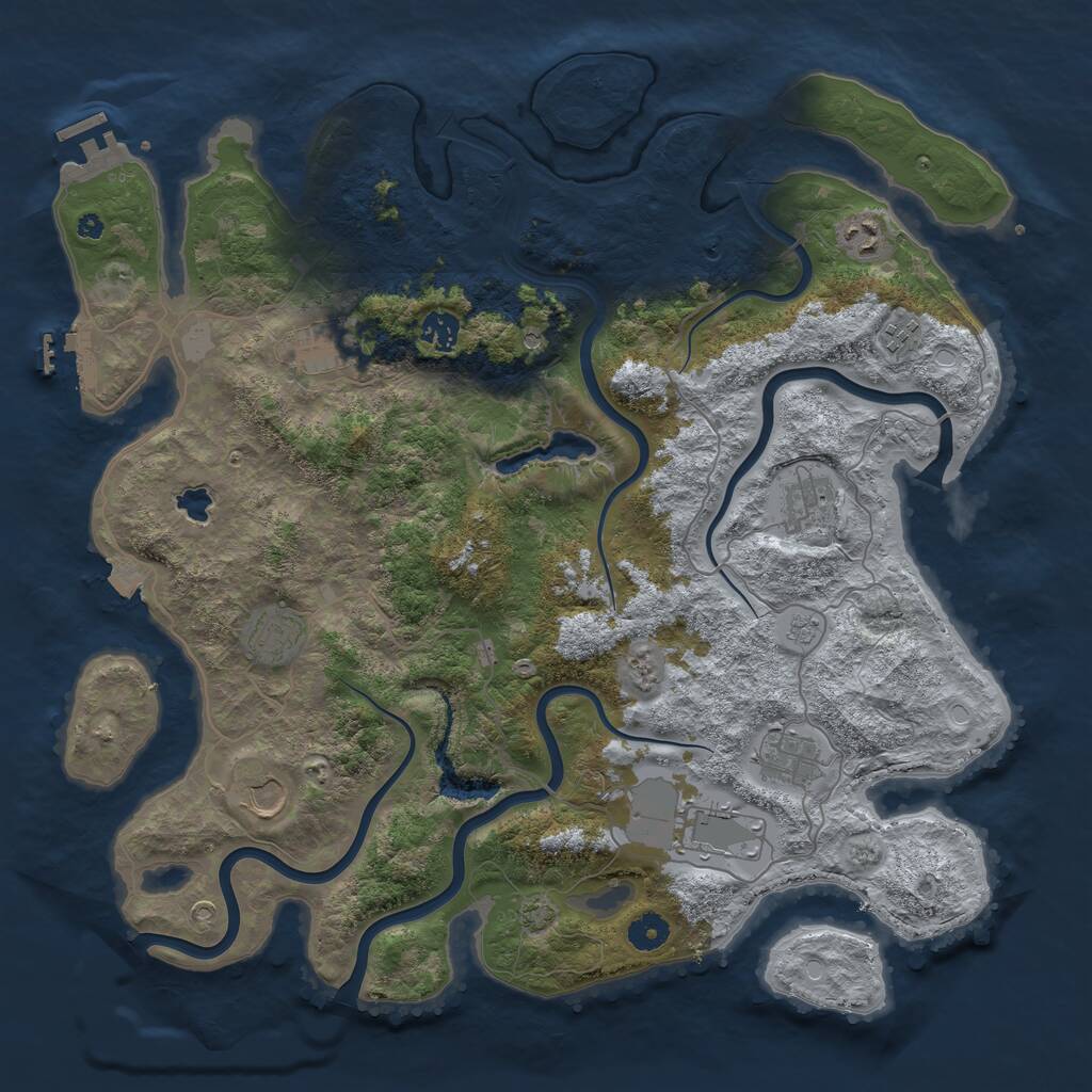Rust Map: Procedural Map, Size: 4200, Seed: 412345675, 15 Monuments