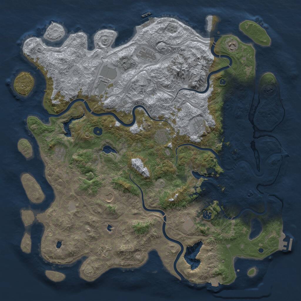 Rust Map: Procedural Map, Size: 5000, Seed: 2106671755, 17 Monuments