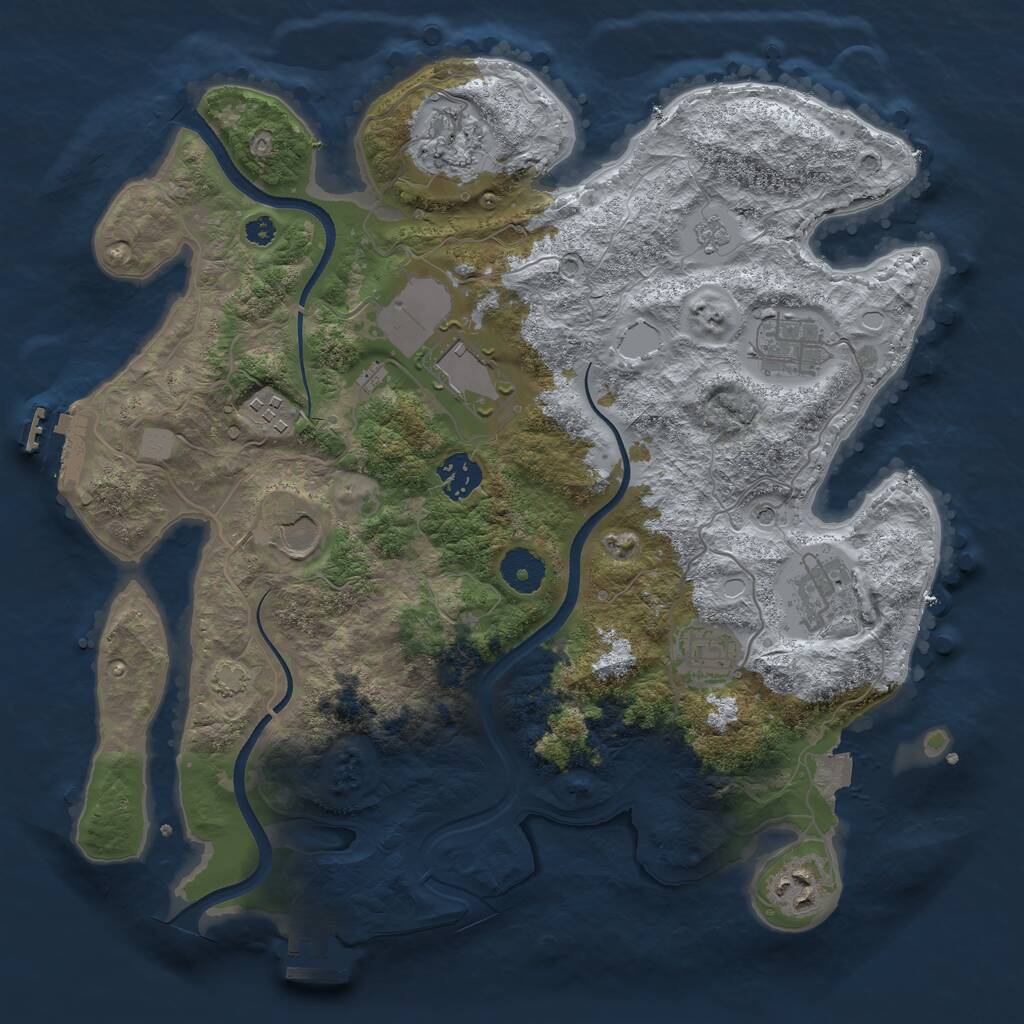 Rust Map: Procedural Map, Size: 3500, Seed: 43272, 15 Monuments