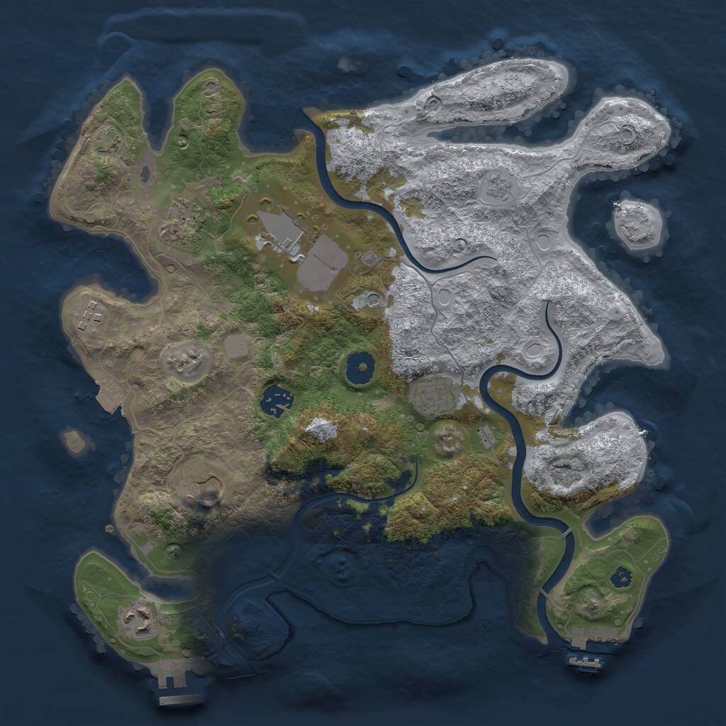 Rust Map: Procedural Map, Size: 3500, Seed: 65454, 13 Monuments
