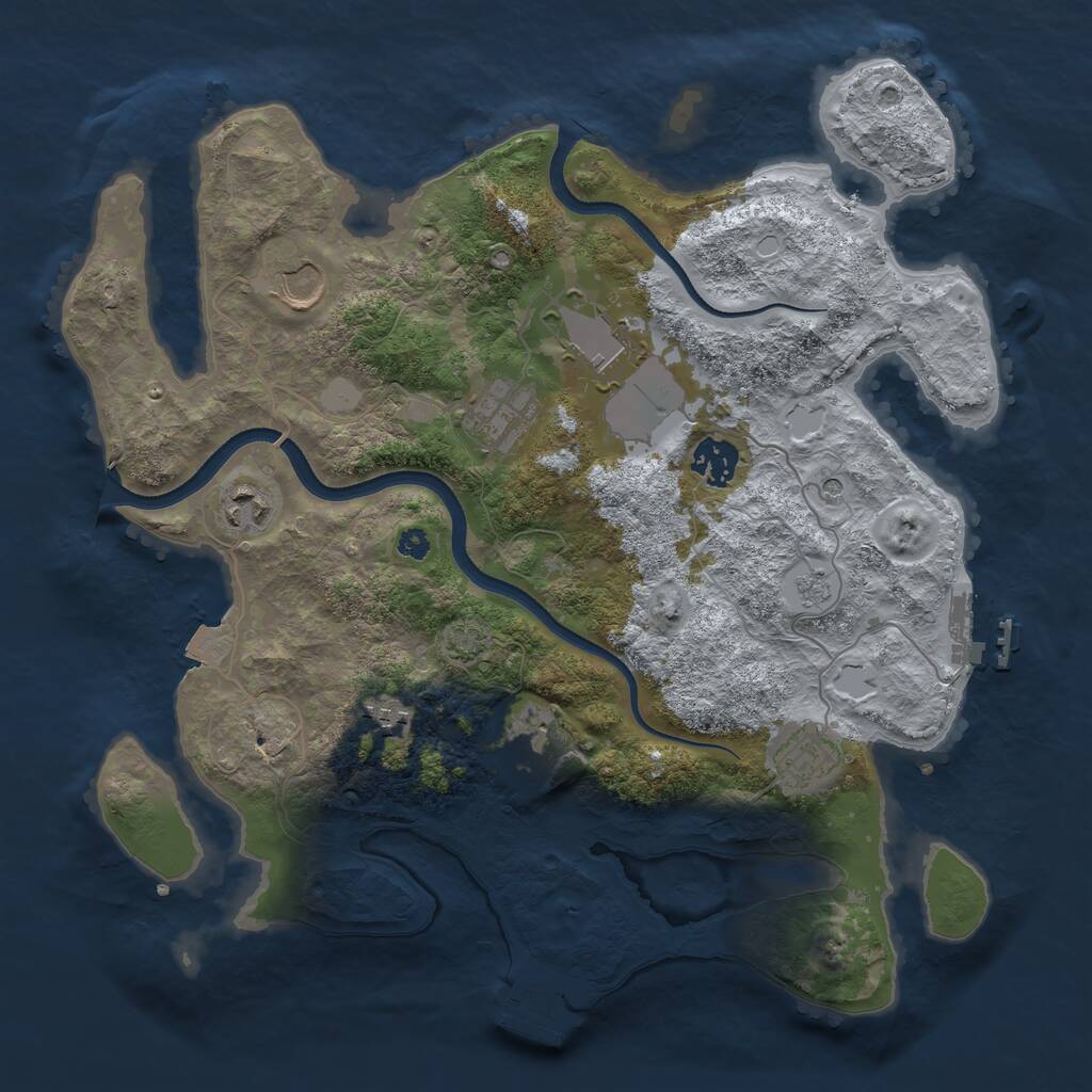 Rust Map: Procedural Map, Size: 3500, Seed: 18325, 14 Monuments