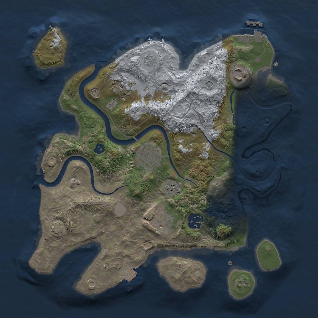 Rust Map: Procedural Map, Size: 3000, Seed: 830995110, 11 Monuments
