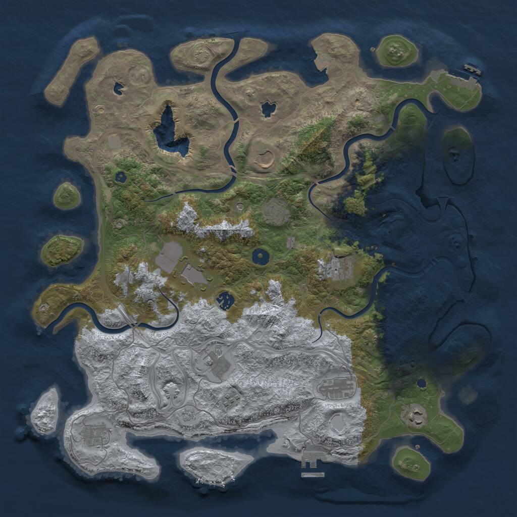 Rust Map: Procedural Map, Size: 4500, Seed: 480584641, 16 Monuments