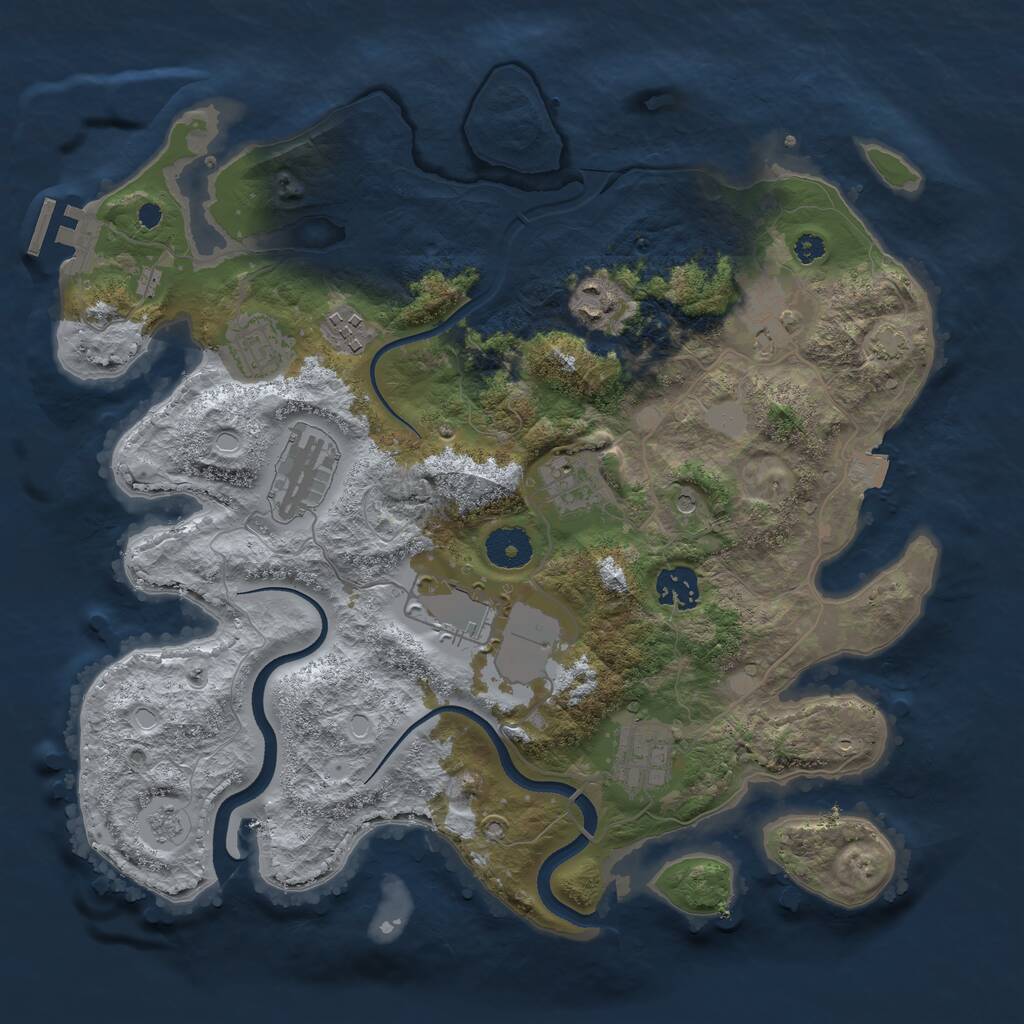 Rust Map: Procedural Map, Size: 3500, Seed: 10007, 14 Monuments