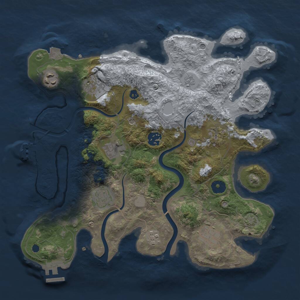 Rust Map: Procedural Map, Size: 3250, Seed: 163530822, 14 Monuments