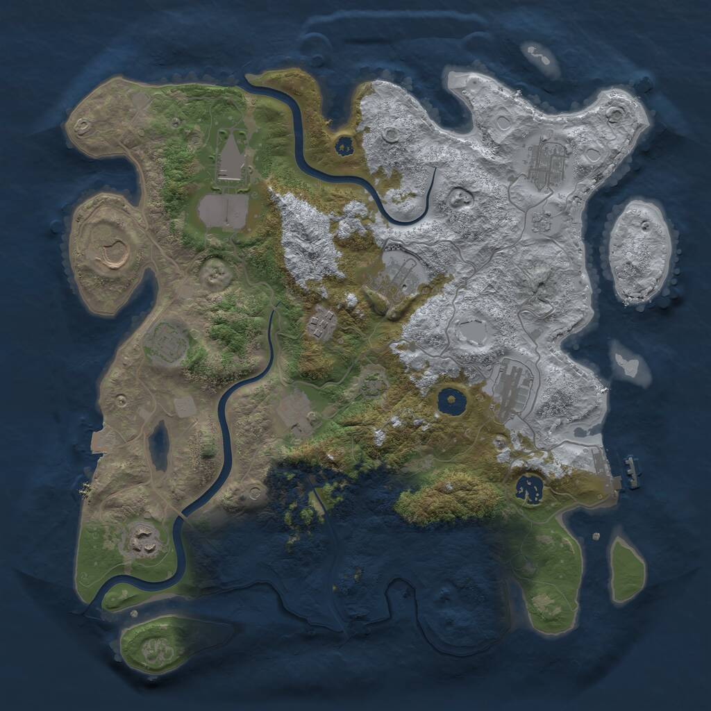 Rust Map: Procedural Map, Size: 3750, Seed: 156308689, 15 Monuments