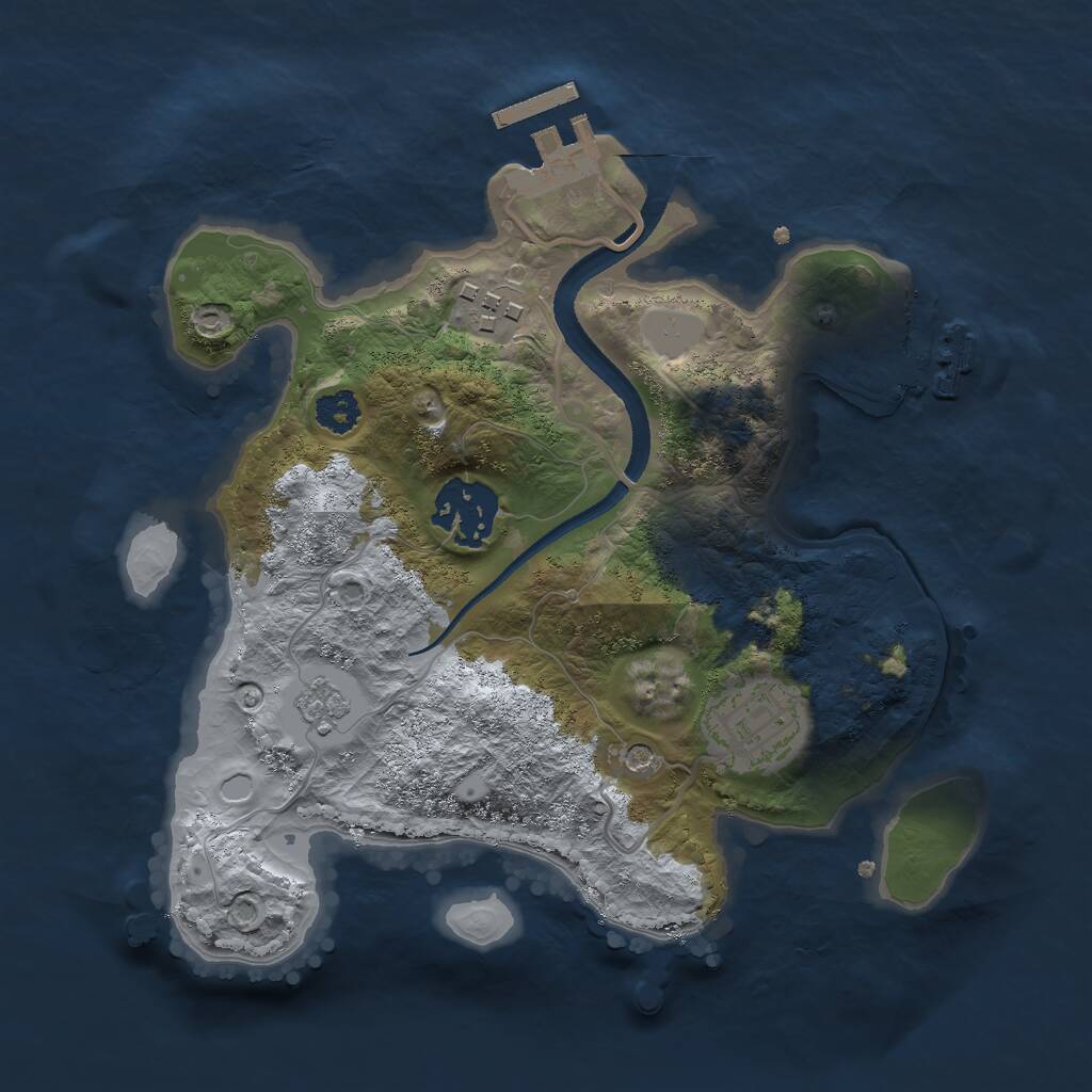 Rust Map: Procedural Map, Size: 2500, Seed: 497238431, 8 Monuments