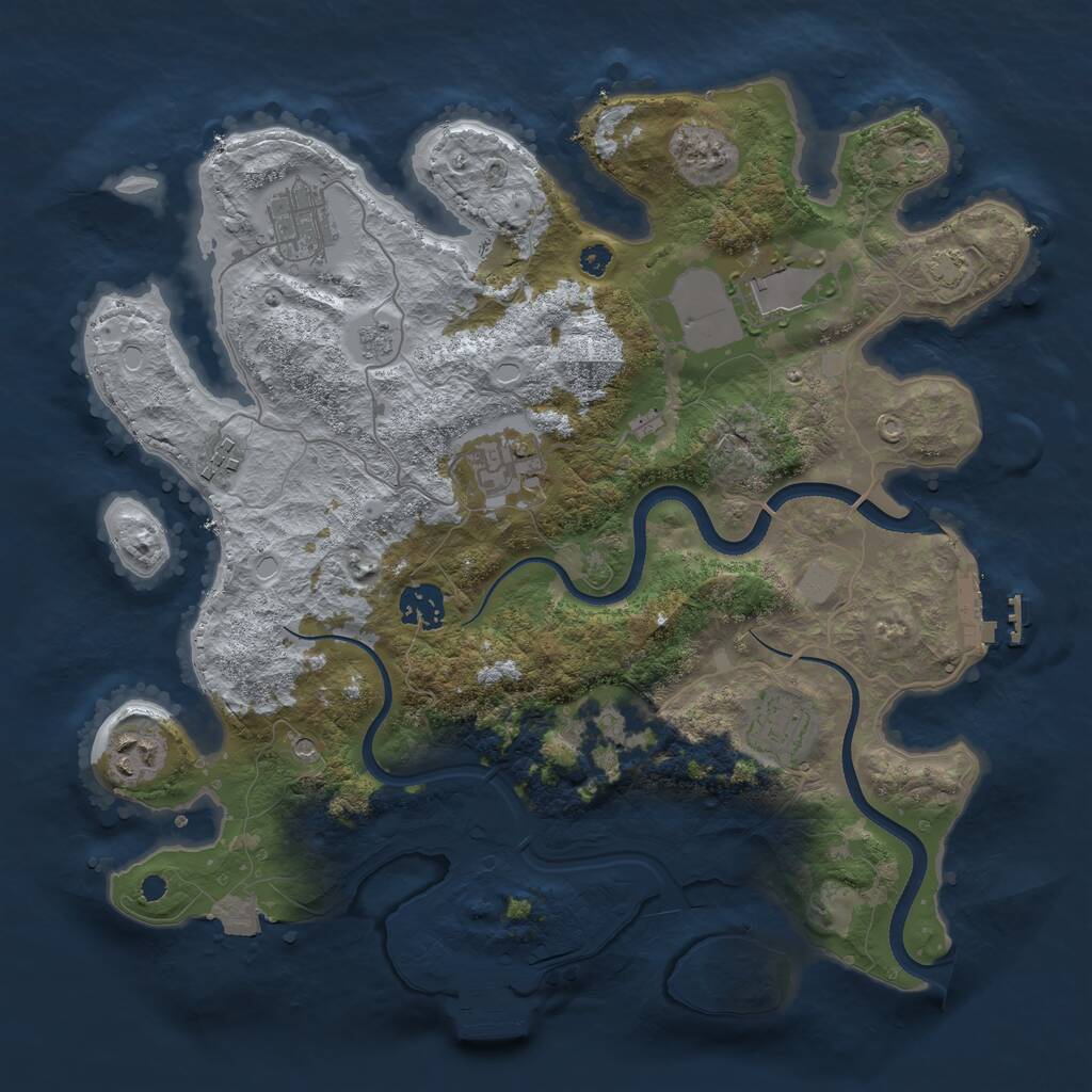 Rust Map: Procedural Map, Size: 3500, Seed: 128456, 14 Monuments