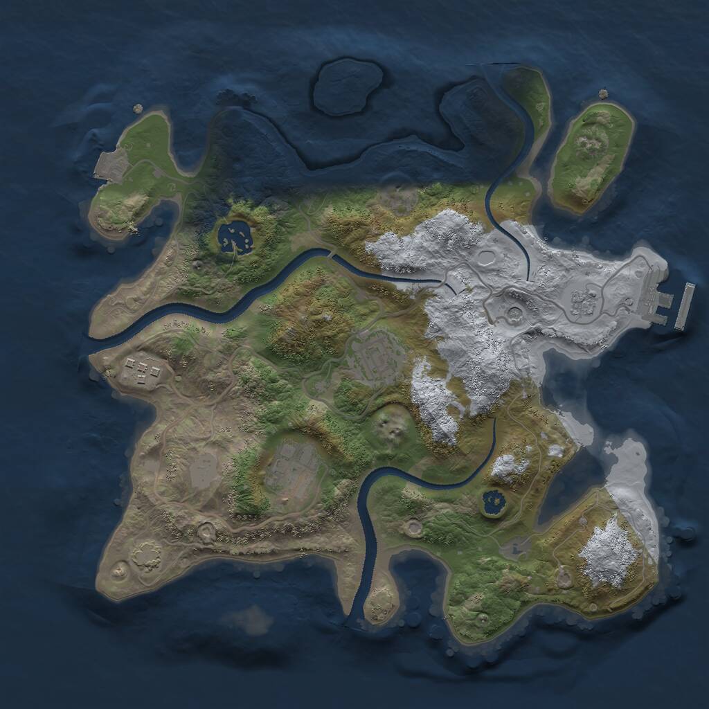 Rust Map: Procedural Map, Size: 3000, Seed: 1336014483, 9 Monuments
