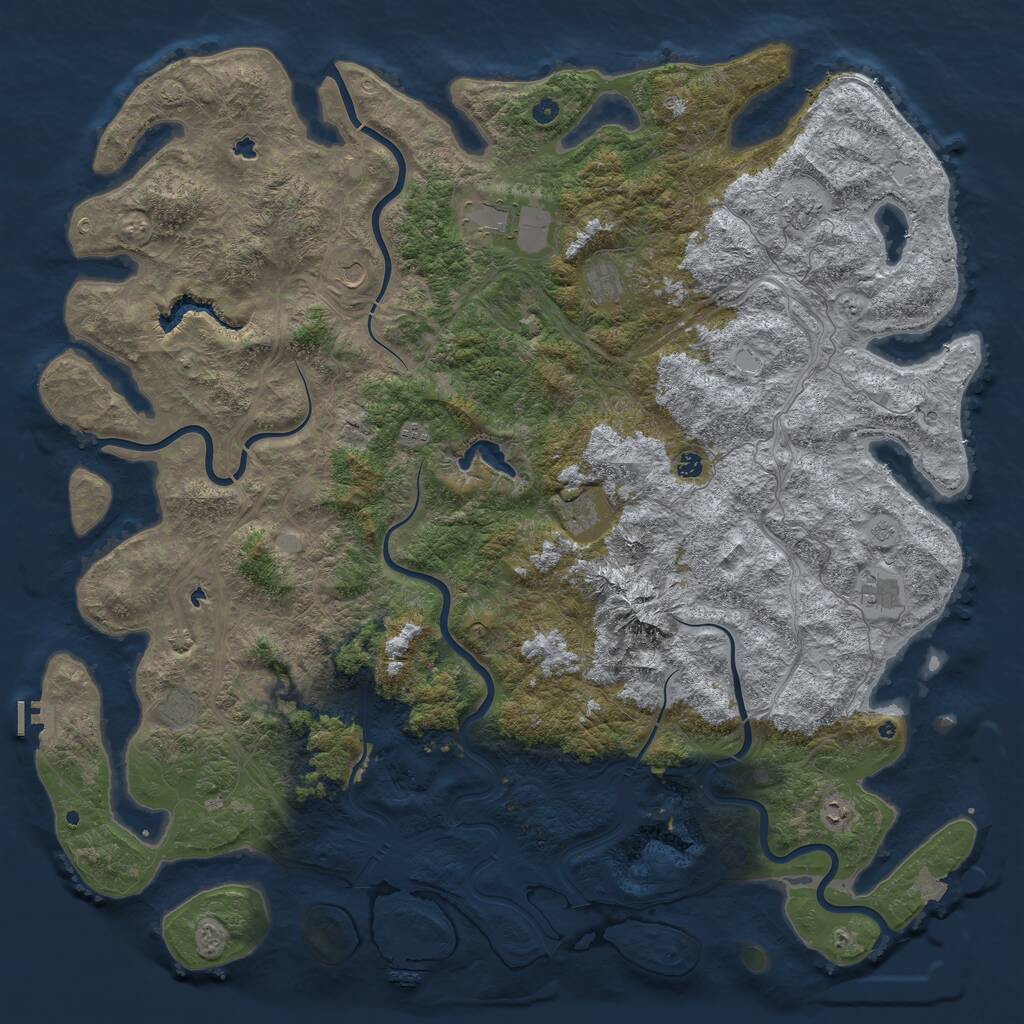 Rust Map: Procedural Map, Size: 6000, Seed: 4444444, 17 Monuments