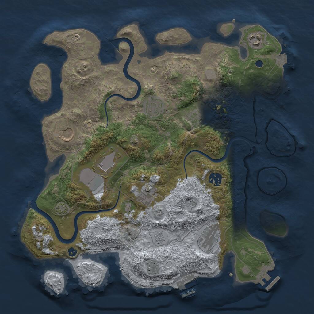 Rust Map: Procedural Map, Size: 3500, Seed: 945051932, 15 Monuments