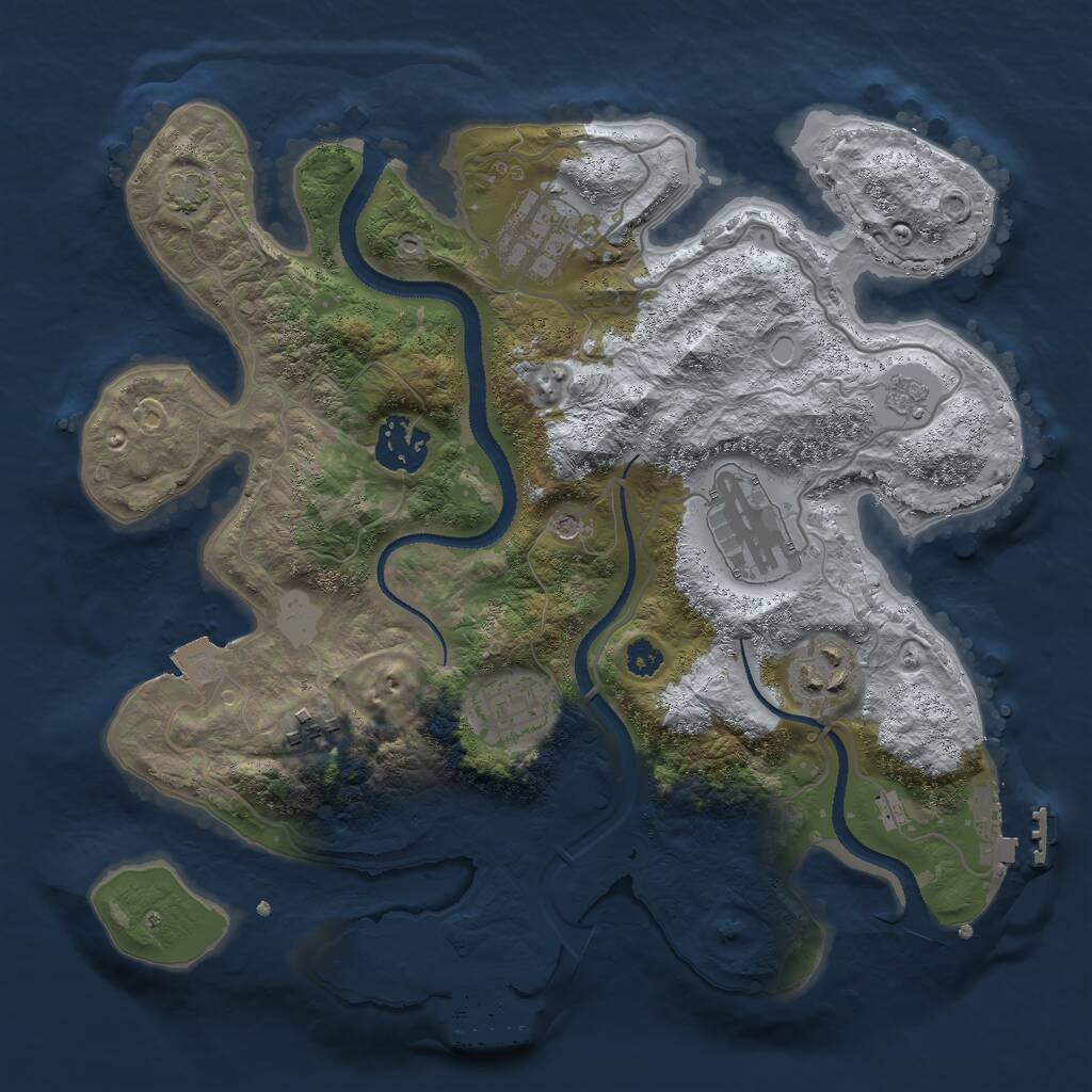 Rust Map: Procedural Map, Size: 3000, Seed: 1156709124, 12 Monuments
