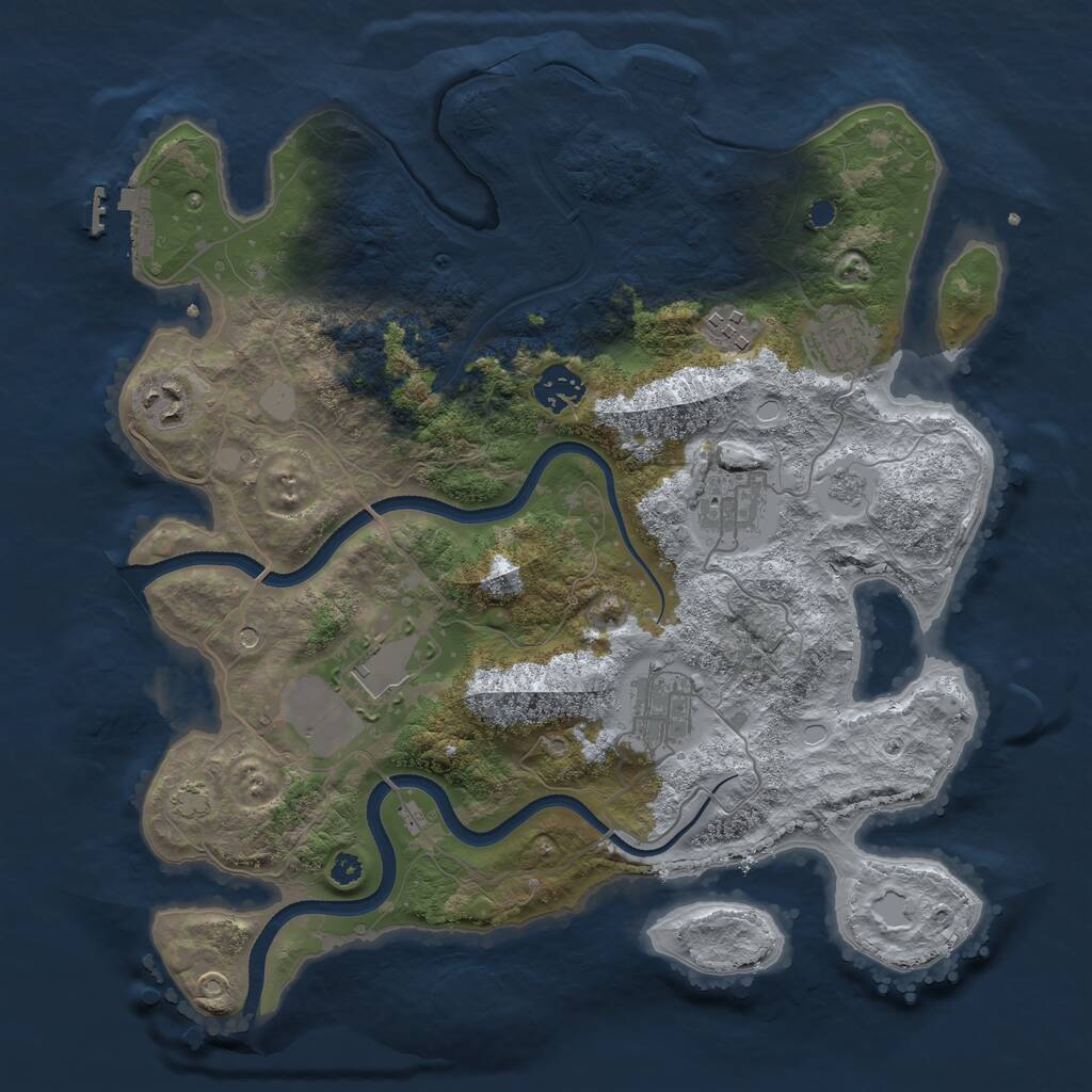 Rust Map: Procedural Map, Size: 3500, Seed: 2869, 13 Monuments
