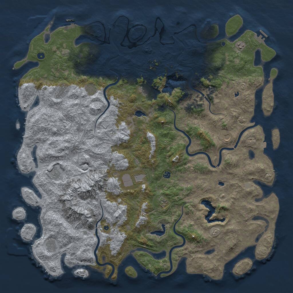 Rust Map: Procedural Map, Size: 6000, Seed: 138345, 17 Monuments