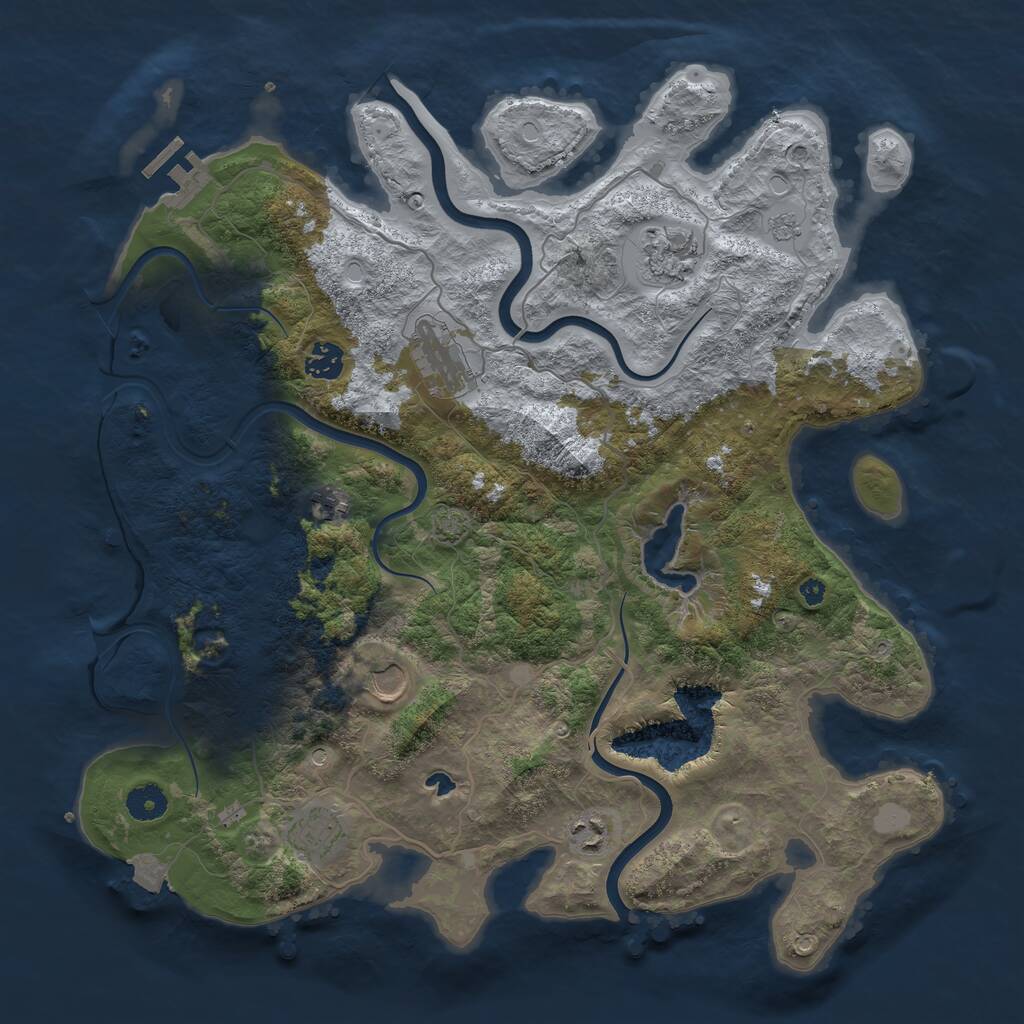 Rust Map: Procedural Map, Size: 4000, Seed: 333744892, 12 Monuments
