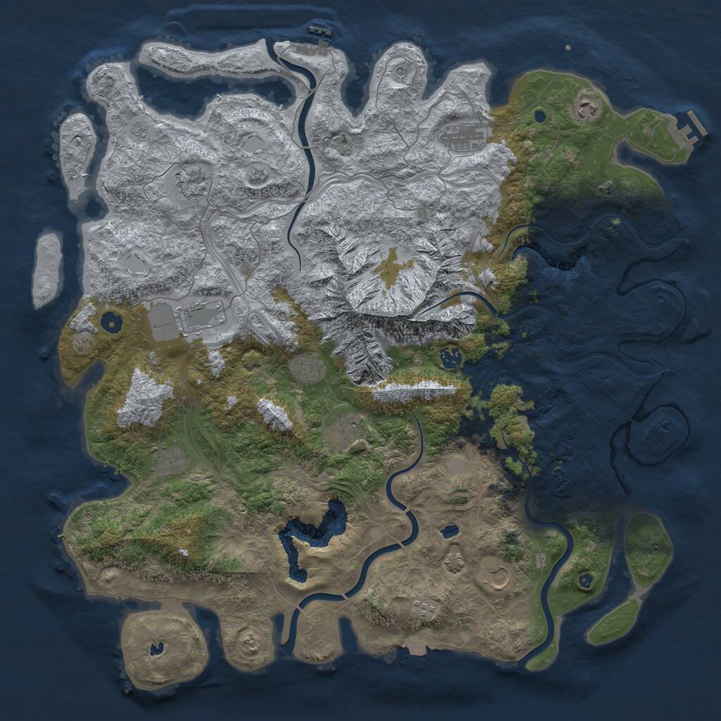 Rust Map: Procedural Map, Size: 5000, Seed: 655443, 16 Monuments