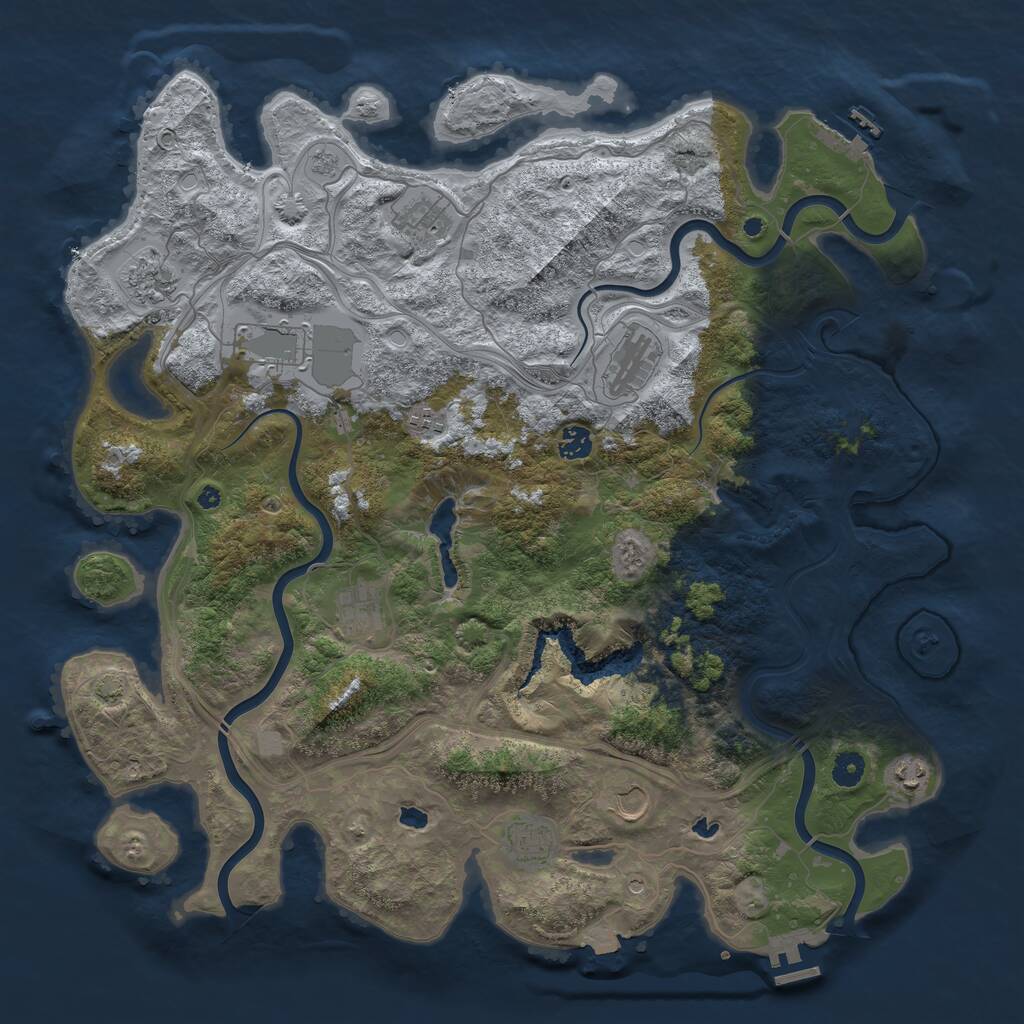 Rust Map: Procedural Map, Size: 4500, Seed: 176420567, 16 Monuments