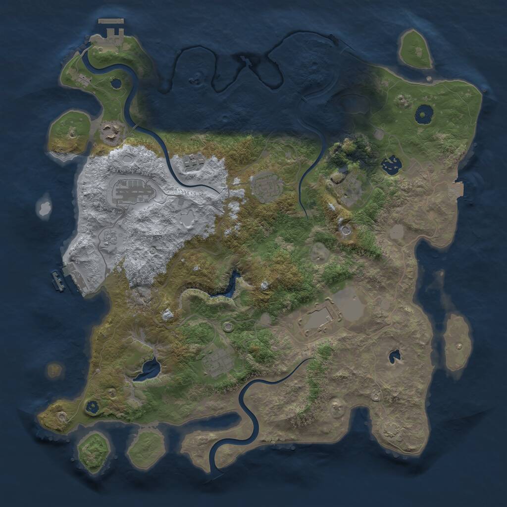 Rust Map: Procedural Map, Size: 4000, Seed: 94338, 14 Monuments