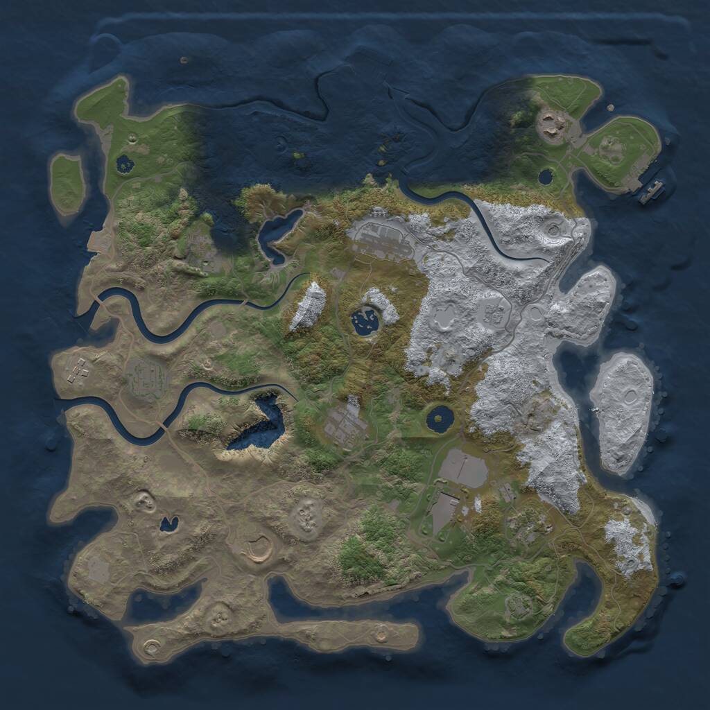 Rust Map: Procedural Map, Size: 4000, Seed: 83376373, 16 Monuments