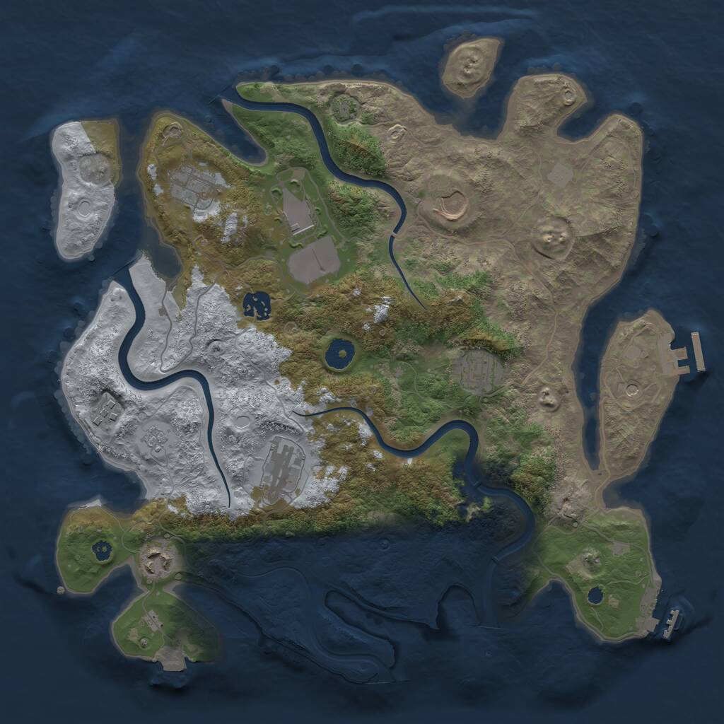 Rust Map: Procedural Map, Size: 3700, Seed: 253710125, 14 Monuments