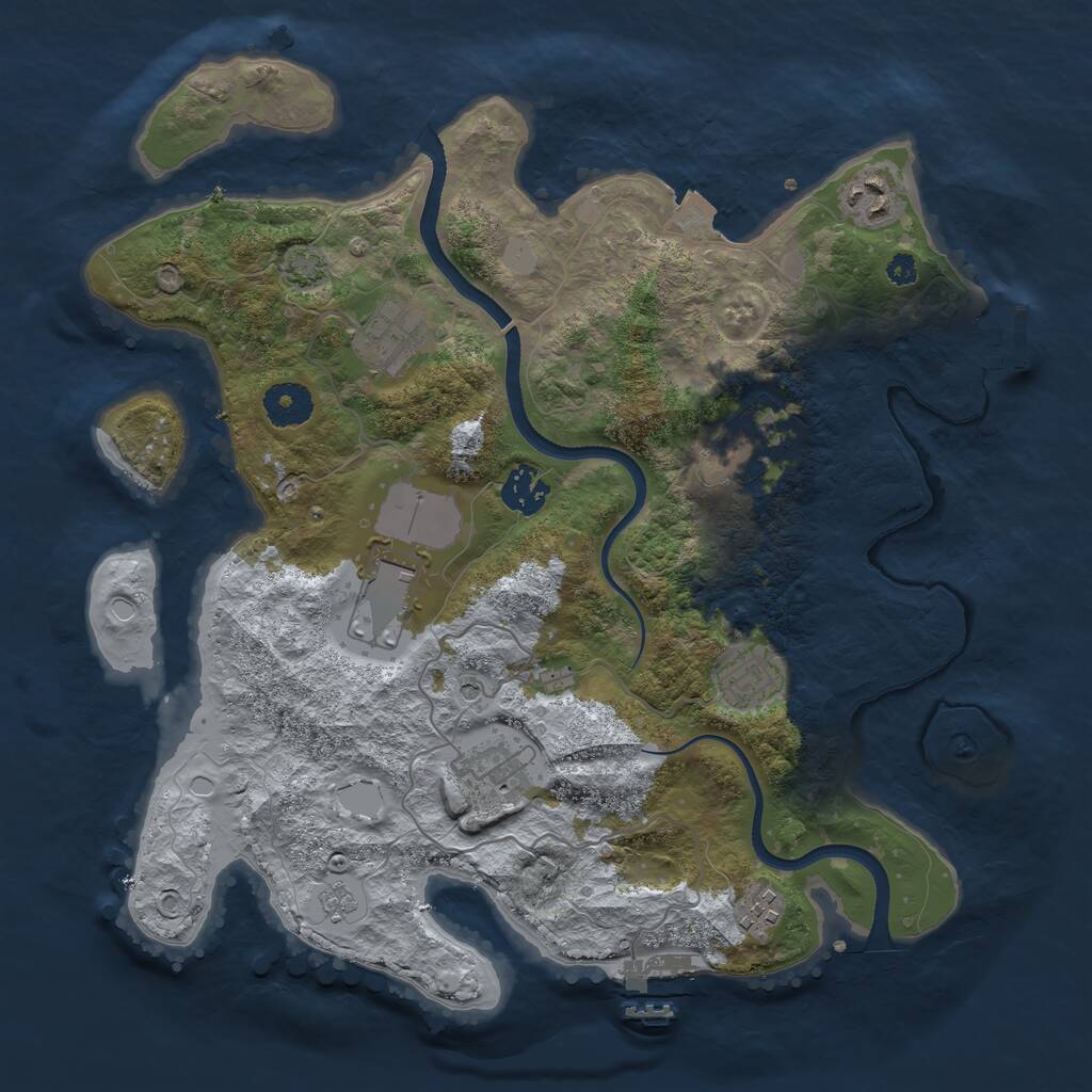 Rust Map: Procedural Map, Size: 3500, Seed: 36875, 14 Monuments