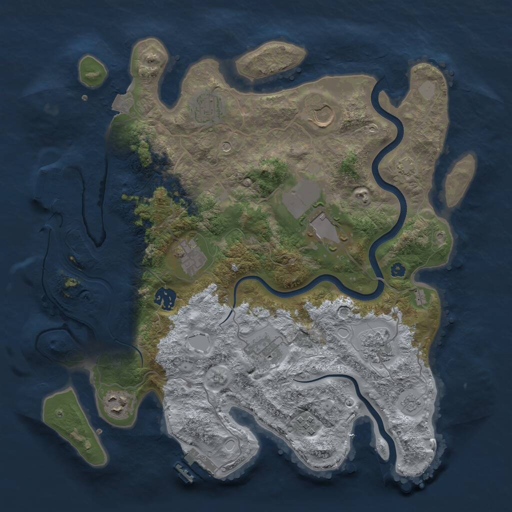Rust Map: Procedural Map, Size: 3500, Seed: 68092324, 15 Monuments