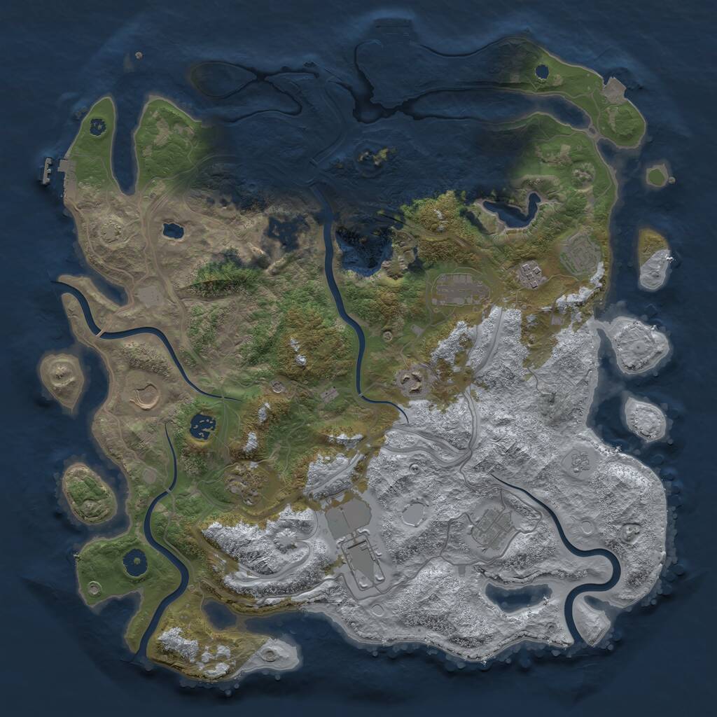 Rust Map: Procedural Map, Size: 4250, Seed: 408489973, 16 Monuments