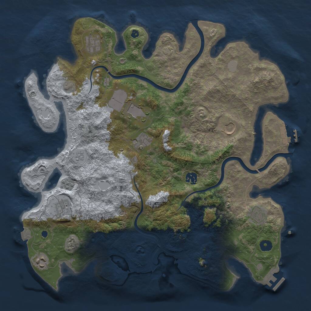 Rust Map: Procedural Map, Size: 3900, Seed: 5017, 15 Monuments