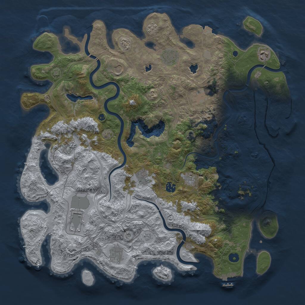 Rust Map: Procedural Map, Size: 4500, Seed: 100609062, 17 Monuments