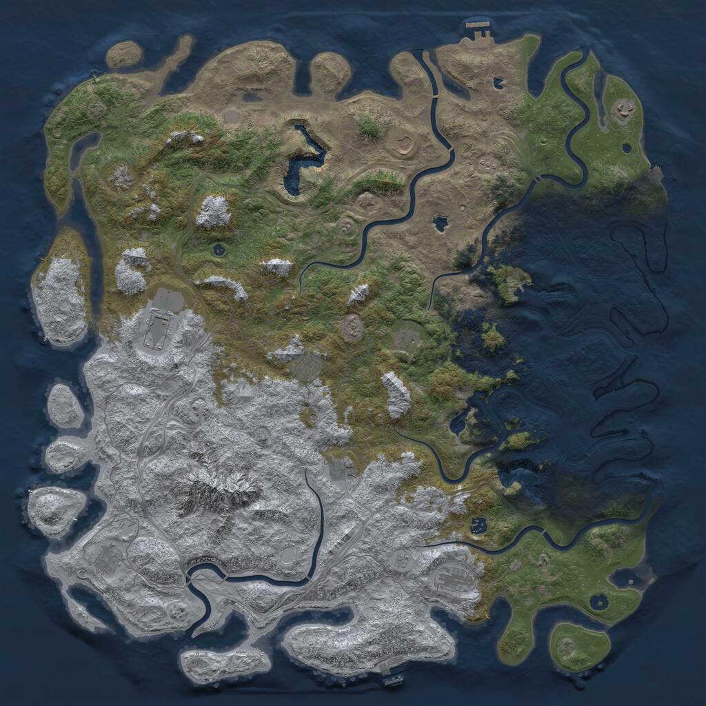 Rust Map: Procedural Map, Size: 6000, Seed: 31342344, 17 Monuments
