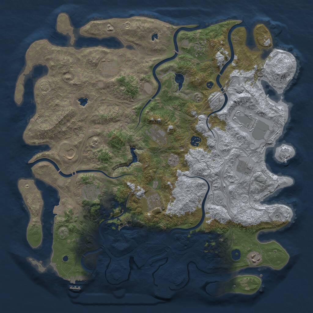 Rust Map: Procedural Map, Size: 4500, Seed: 47658567, 17 Monuments