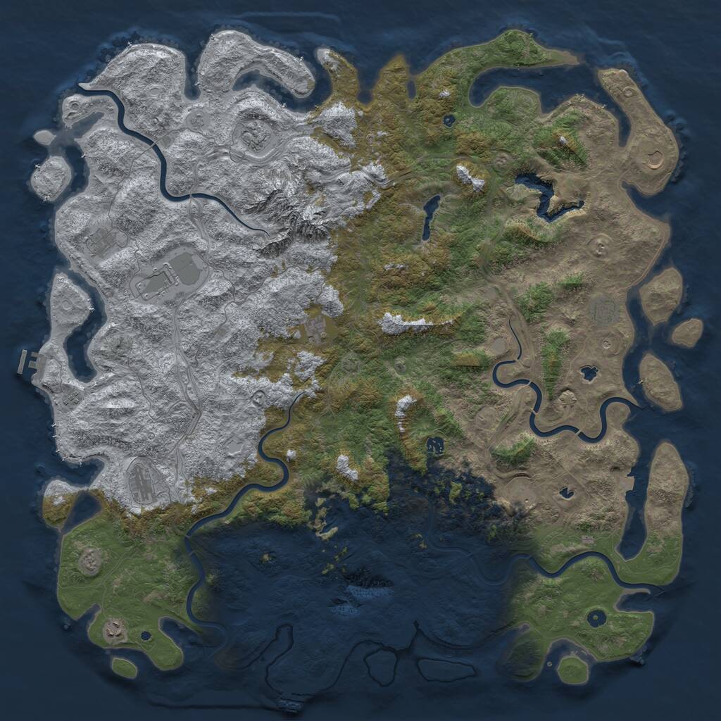 Rust Map: Procedural Map, Size: 6000, Seed: 22758, 17 Monuments