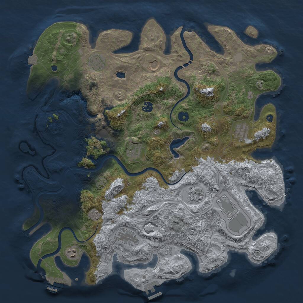 Rust Map: Procedural Map, Size: 4250, Seed: 1100901932, 16 Monuments