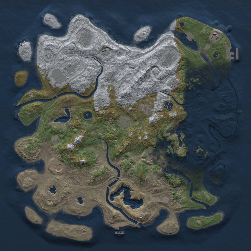 Rust Map: Procedural Map, Size: 4500, Seed: 624025743, 16 Monuments