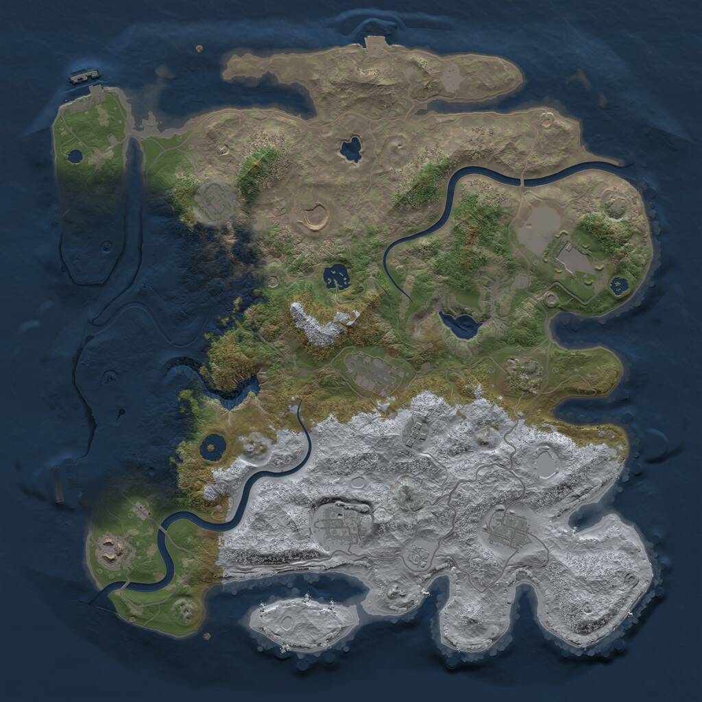 Rust Map: Procedural Map, Size: 4000, Seed: 435803, 16 Monuments