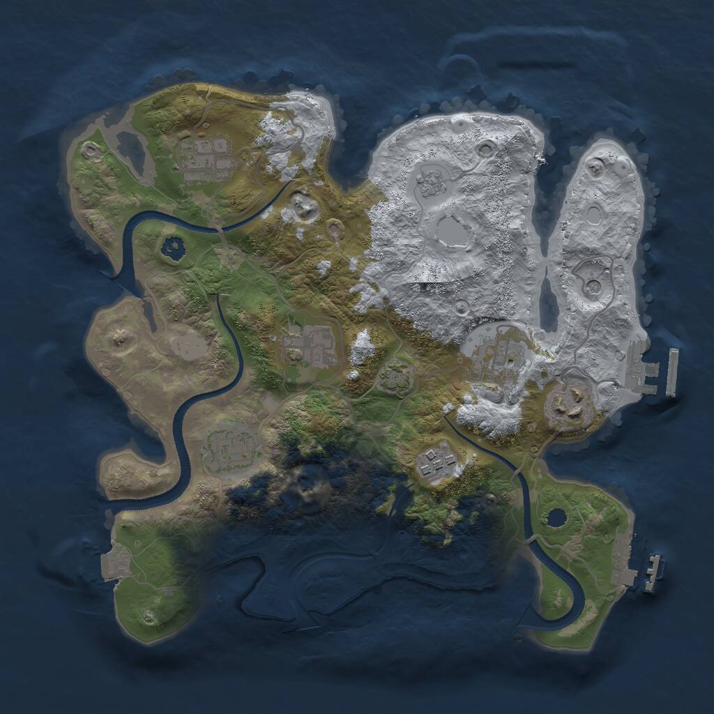 Rust Map: Procedural Map, Size: 3000, Seed: 20172, 12 Monuments