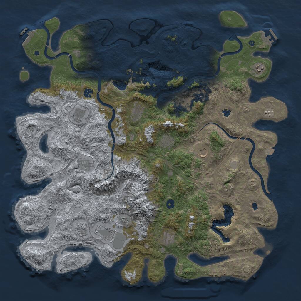 Rust Map: Procedural Map, Size: 5000, Seed: 1222, 17 Monuments