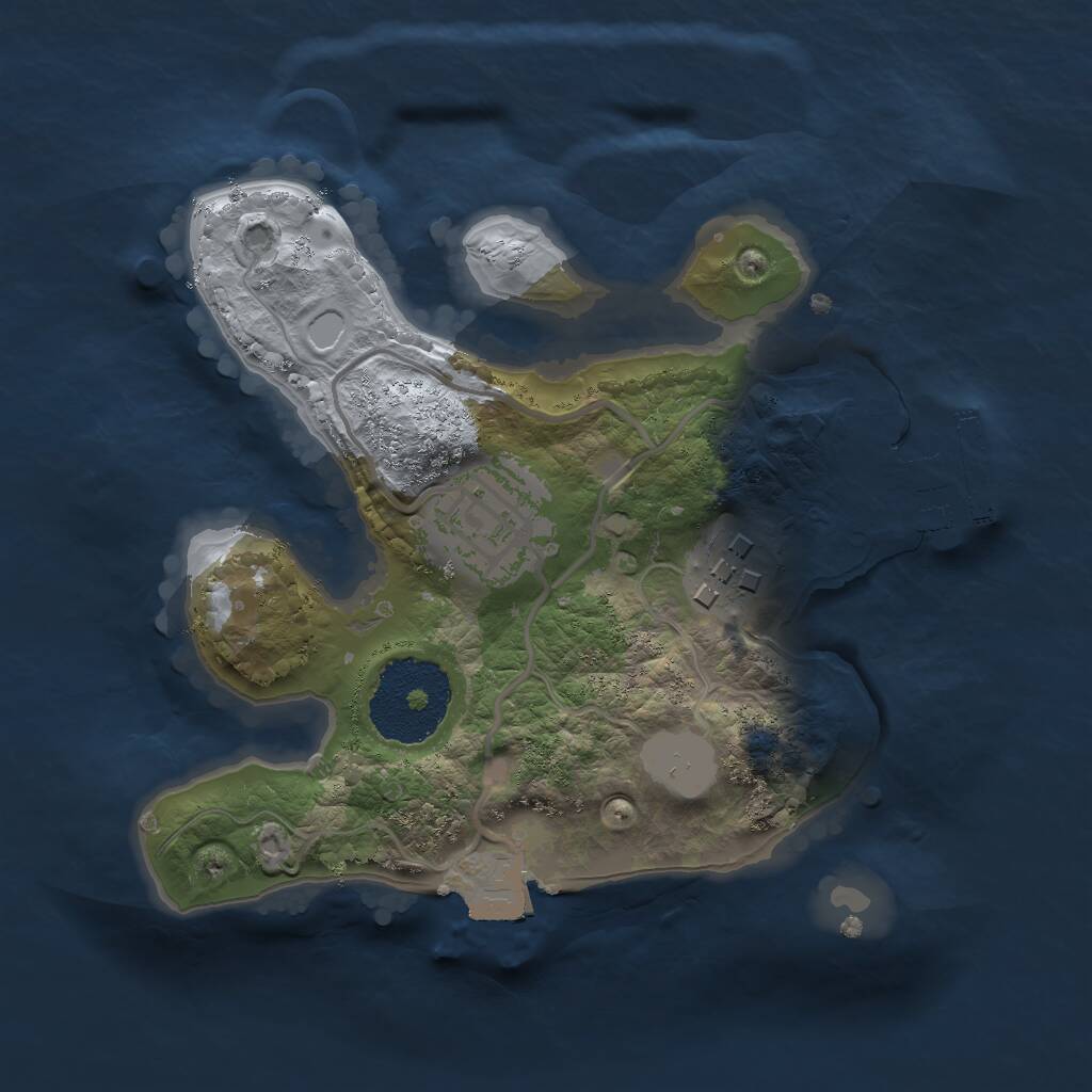 Rust Map: Procedural Map, Size: 2000, Seed: 1702179902, 4 Monuments