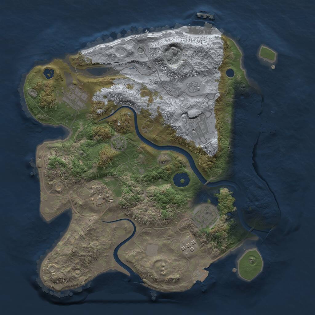 Rust Map: Procedural Map, Size: 3000, Seed: 1164203864, 11 Monuments