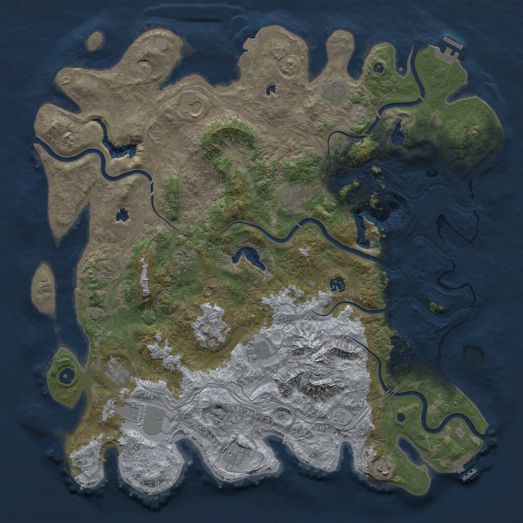 Rust Map: Procedural Map, Size: 5000, Seed: 1910125971, 17 Monuments