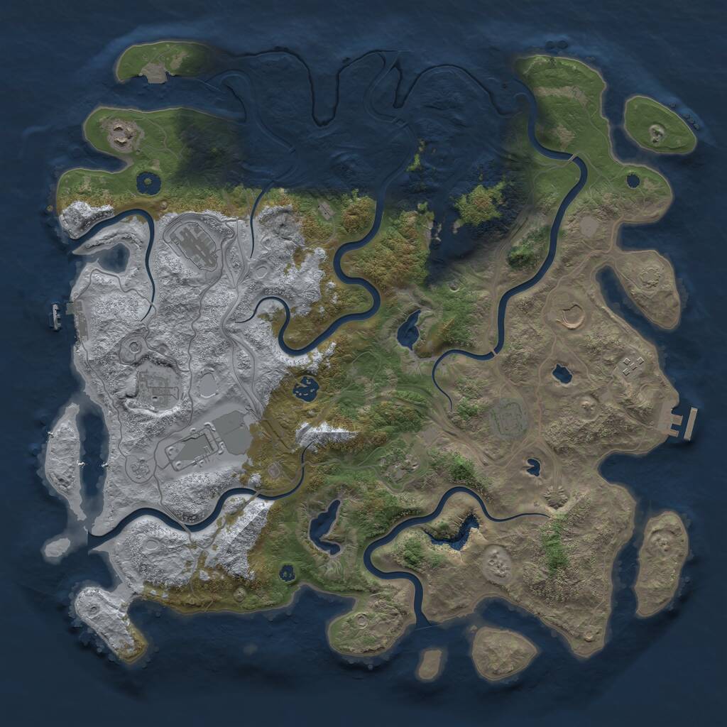 Rust Map: Procedural Map, Size: 4500, Seed: 3464234, 16 Monuments