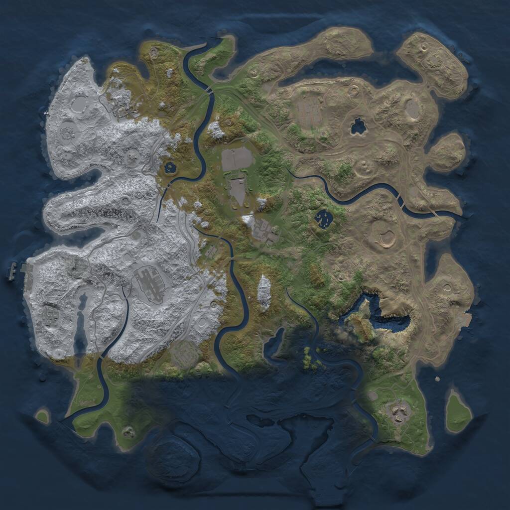 Rust Map: Procedural Map, Size: 4300, Seed: 101000, 16 Monuments